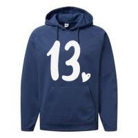 13th Birthday Heart Performance Fleece Hoodie