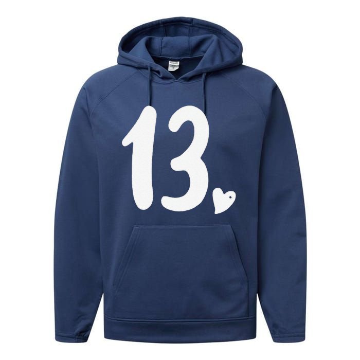 13th Birthday Heart Performance Fleece Hoodie