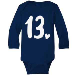 13th Birthday Heart Baby Long Sleeve Bodysuit