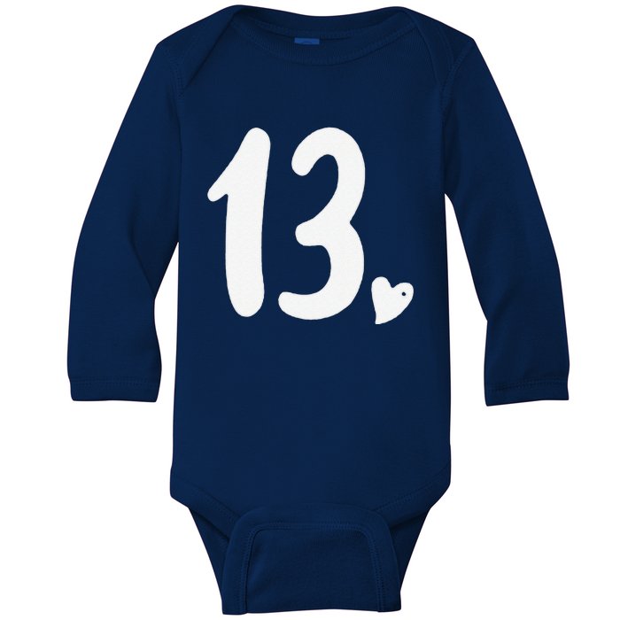 13th Birthday Heart Baby Long Sleeve Bodysuit