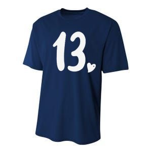 13th Birthday Heart Youth Performance Sprint T-Shirt