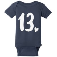 13th Birthday Heart Baby Bodysuit