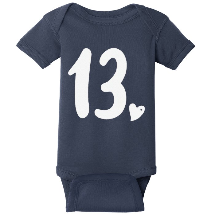 13th Birthday Heart Baby Bodysuit