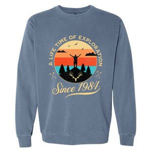 1984 Birthday Hiking Adventure Camping Outdoors 40th Garment-Dyed Sweatshirt