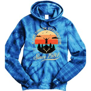 1984 Birthday Hiking Adventure Camping Outdoors 40th Tie Dye Hoodie