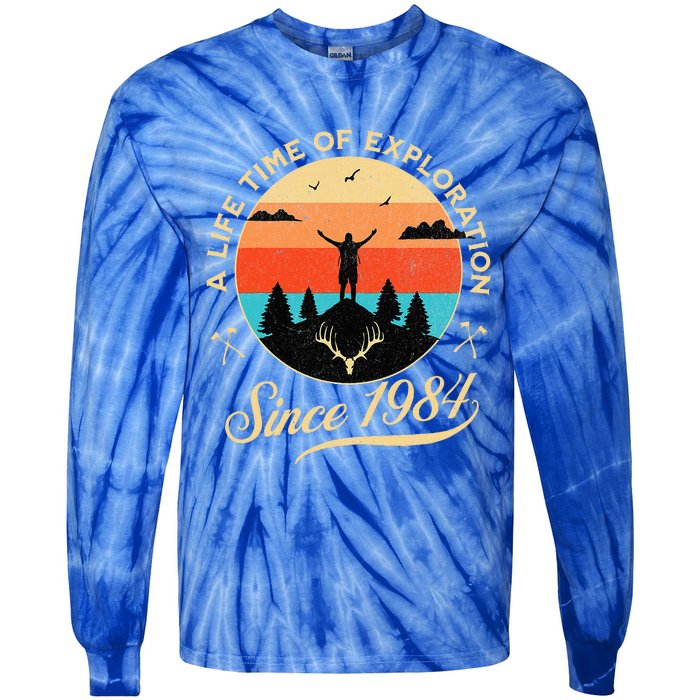 1984 Birthday Hiking Adventure Camping Outdoors 40th Tie-Dye Long Sleeve Shirt