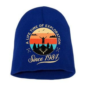 1984 Birthday Hiking Adventure Camping Outdoors 40th Short Acrylic Beanie