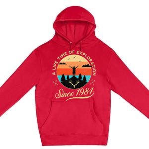 1984 Birthday Hiking Adventure Camping Outdoors 40th Premium Pullover Hoodie