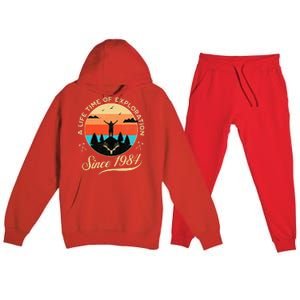 1984 Birthday Hiking Adventure Camping Outdoors 40th Premium Hooded Sweatsuit Set