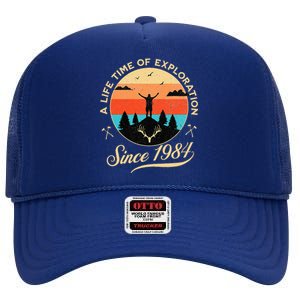 1984 Birthday Hiking Adventure Camping Outdoors 40th High Crown Mesh Back Trucker Hat