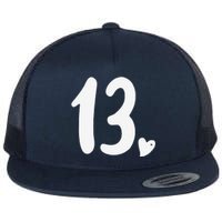 13th Birthday Heart Flat Bill Trucker Hat