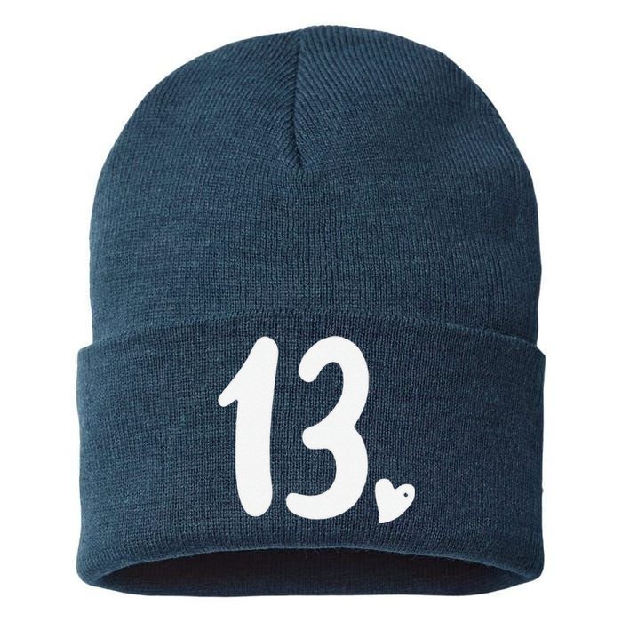 13th Birthday Heart Sustainable Knit Beanie