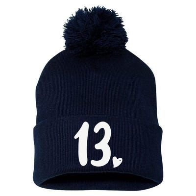 13th Birthday Heart Pom Pom 12in Knit Beanie