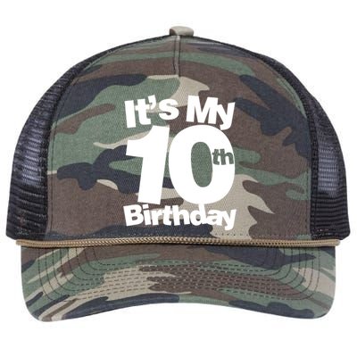 10th Birthday It's My 10th Birthday 10 Year Old Birthday TShirt Retro Rope Trucker Hat Cap