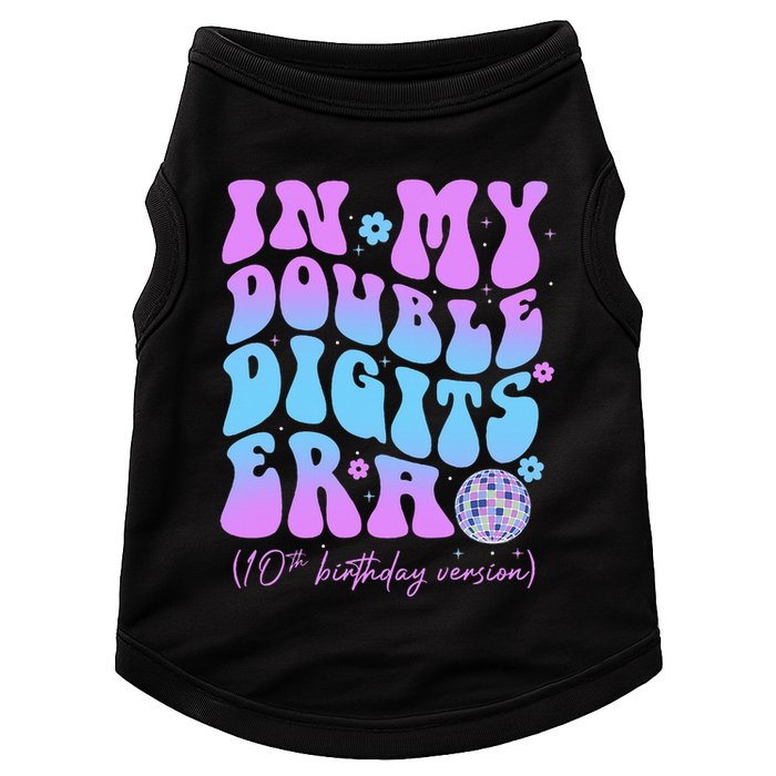 10th Birthday  In My Double Digits Era Groovy Retro Doggie Tank