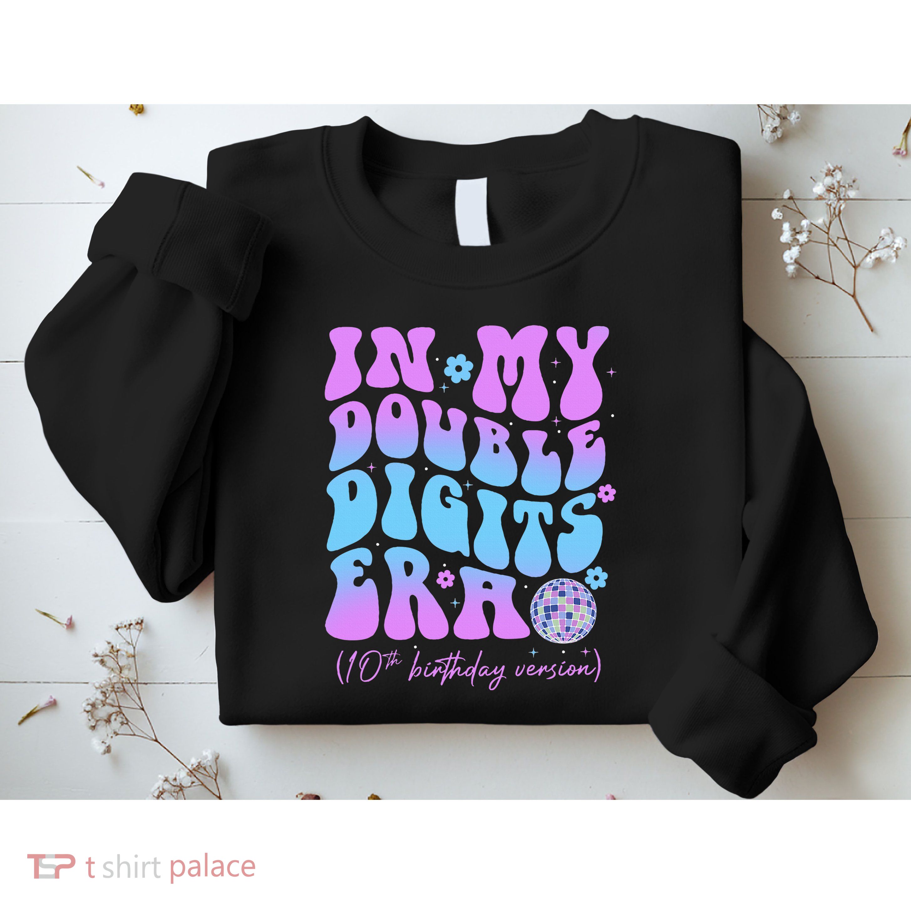 10th Birthday  In My Double Digits Era Groovy Retro Sweatshirt