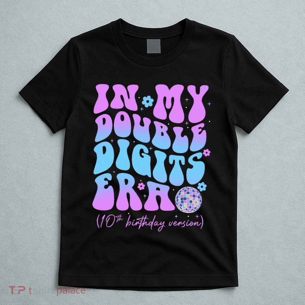 10th Birthday  In My Double Digits Era Groovy Retro T-Shirt