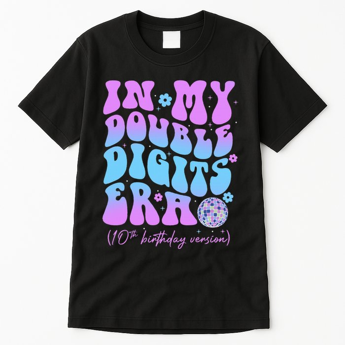 10th Birthday  In My Double Digits Era Groovy Retro Tall T-Shirt