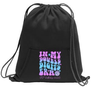 10th Birthday  In My Double Digits Era Groovy Retro Sweatshirt Cinch Pack Bag