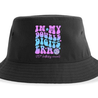 10th Birthday  In My Double Digits Era Groovy Retro Sustainable Bucket Hat