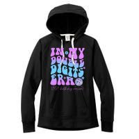 10th Birthday  In My Double Digits Era Groovy Retro Women's Fleece Hoodie