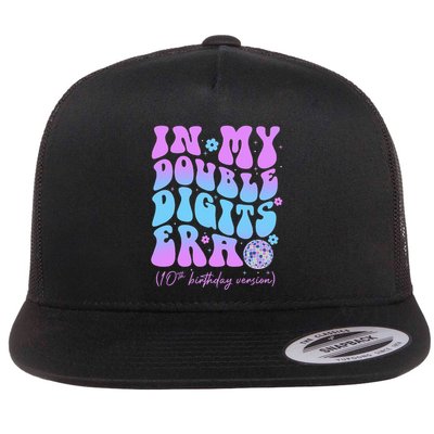 10th Birthday  In My Double Digits Era Groovy Retro Flatbill Hat