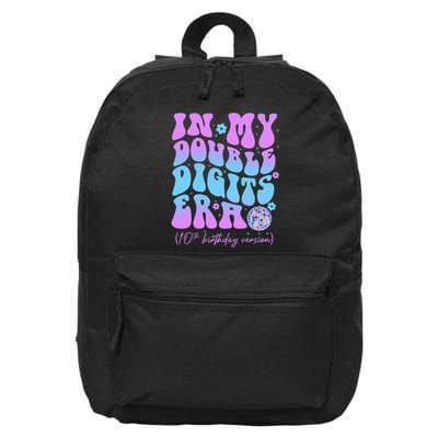 10th Birthday  In My Double Digits Era Groovy Retro 16 in Basic Backpack