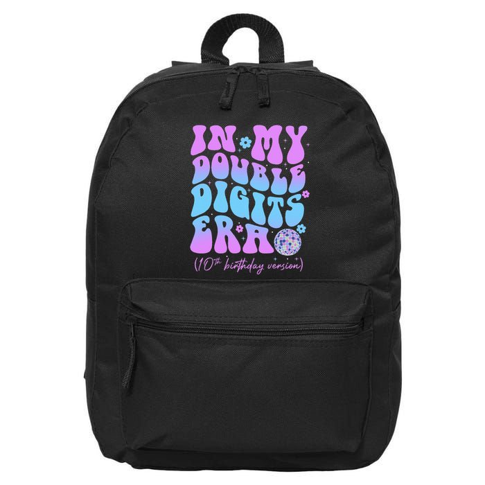 10th Birthday  In My Double Digits Era Groovy Retro 16 in Basic Backpack