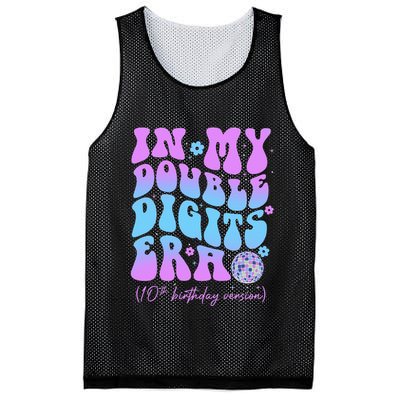 10th Birthday  In My Double Digits Era Groovy Retro Mesh Reversible Basketball Jersey Tank