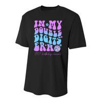 10th Birthday  In My Double Digits Era Groovy Retro Youth Performance Sprint T-Shirt