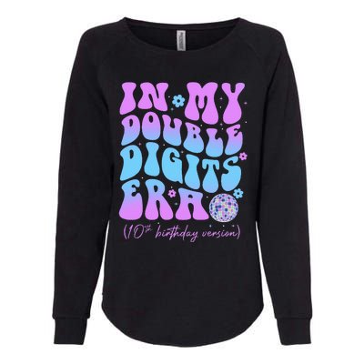 10th Birthday  In My Double Digits Era Groovy Retro Womens California Wash Sweatshirt