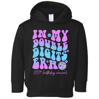 10th Birthday  In My Double Digits Era Groovy Retro Toddler Hoodie
