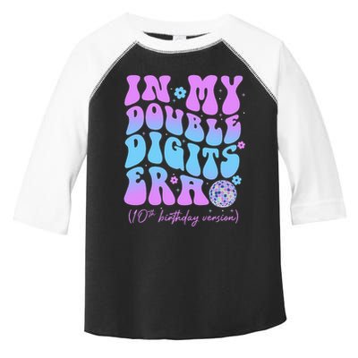 10th Birthday  In My Double Digits Era Groovy Retro Toddler Fine Jersey T-Shirt