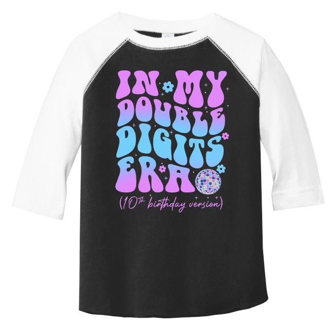10th Birthday  In My Double Digits Era Groovy Retro Toddler Fine Jersey T-Shirt