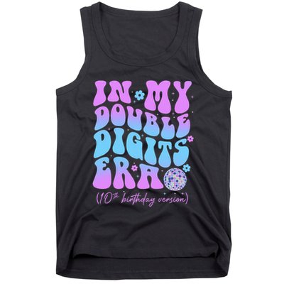 10th Birthday  In My Double Digits Era Groovy Retro Tank Top