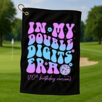 10th Birthday  In My Double Digits Era Groovy Retro Golf Towel