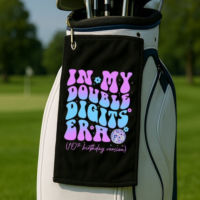 10th Birthday  In My Double Digits Era Groovy Retro Golf Towel
