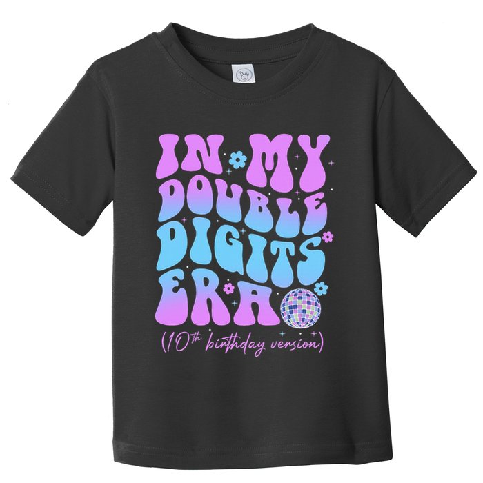 10th Birthday  In My Double Digits Era Groovy Retro Toddler T-Shirt