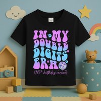 10th Birthday  In My Double Digits Era Groovy Retro Toddler T-Shirt