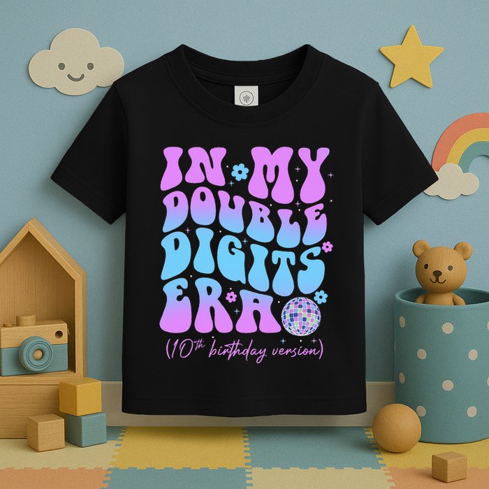 10th Birthday  In My Double Digits Era Groovy Retro Toddler T-Shirt