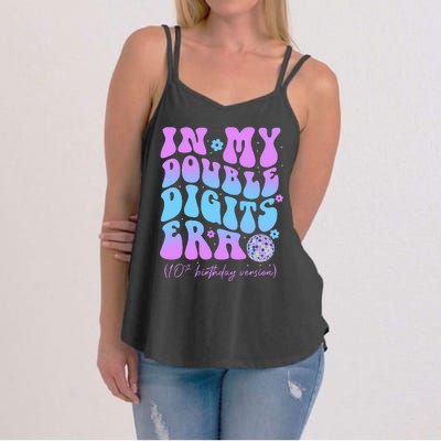 10th Birthday  In My Double Digits Era Groovy Retro Women's Strappy Tank