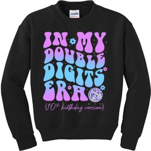 10th Birthday  In My Double Digits Era Groovy Retro Kids Sweatshirt