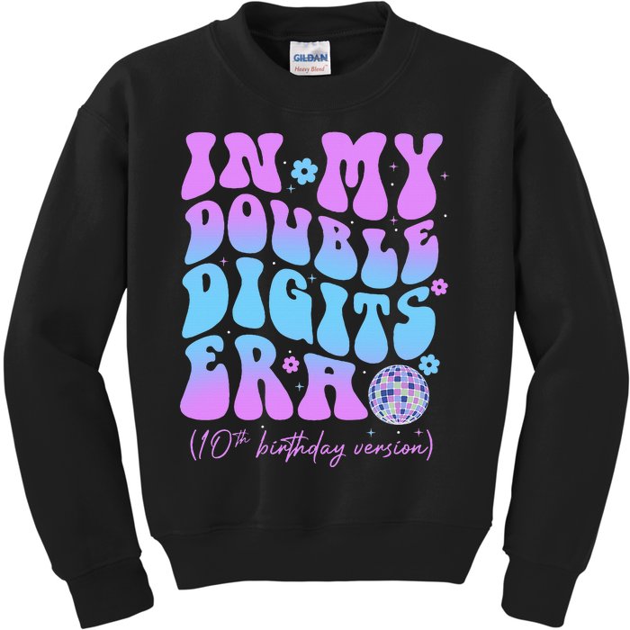 10th Birthday  In My Double Digits Era Groovy Retro Kids Sweatshirt