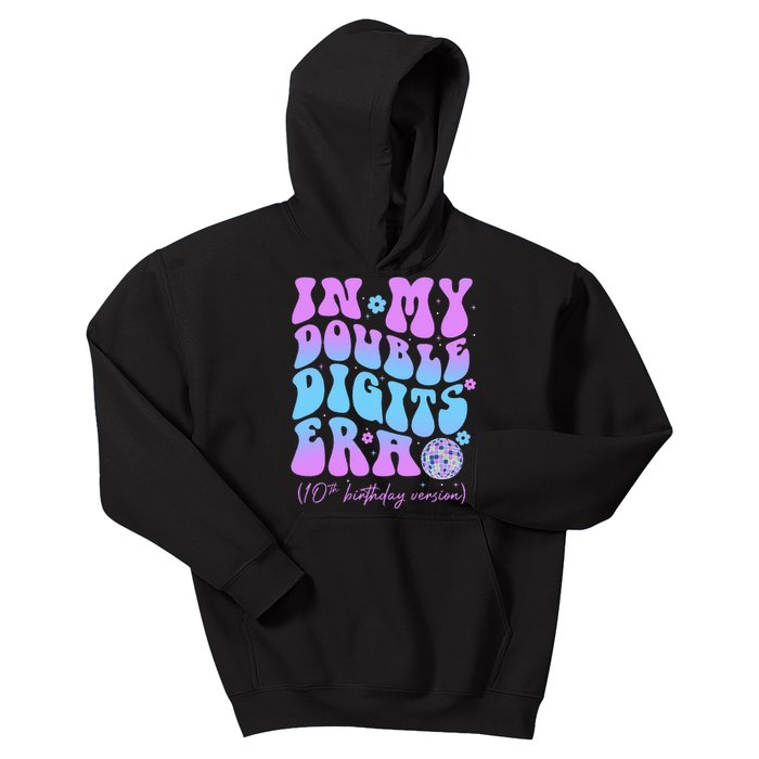 10th Birthday  In My Double Digits Era Groovy Retro Kids Hoodie