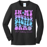 10th Birthday  In My Double Digits Era Groovy Retro Kids Long Sleeve Shirt