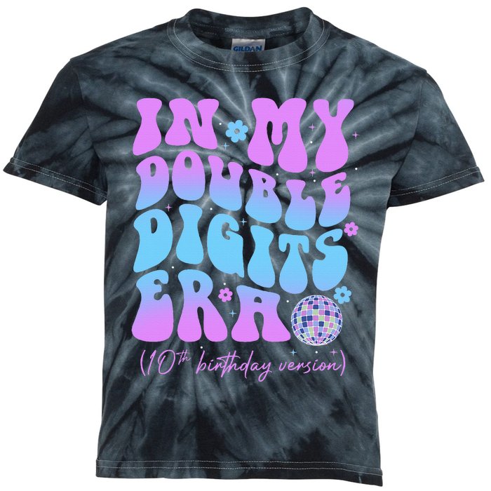 10th Birthday  In My Double Digits Era Groovy Retro Kids Tie-Dye T-Shirt