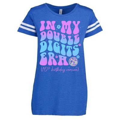 10th Birthday  In My Double Digits Era Groovy Retro Enza Ladies Jersey Football T-Shirt