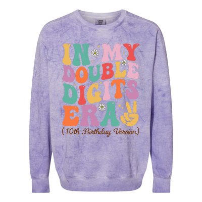 10th Birthday In My Double Digits Era Colorblast Crewneck Sweatshirt