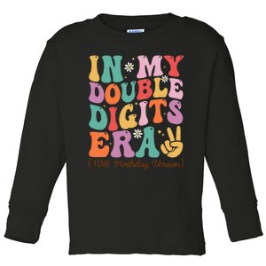 10th Birthday In My Double Digits Era Toddler Long Sleeve Shirt