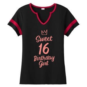 16th Birthday Idea N Sweet 16 Year Old Girl Ladies Halftime Notch Neck Tee